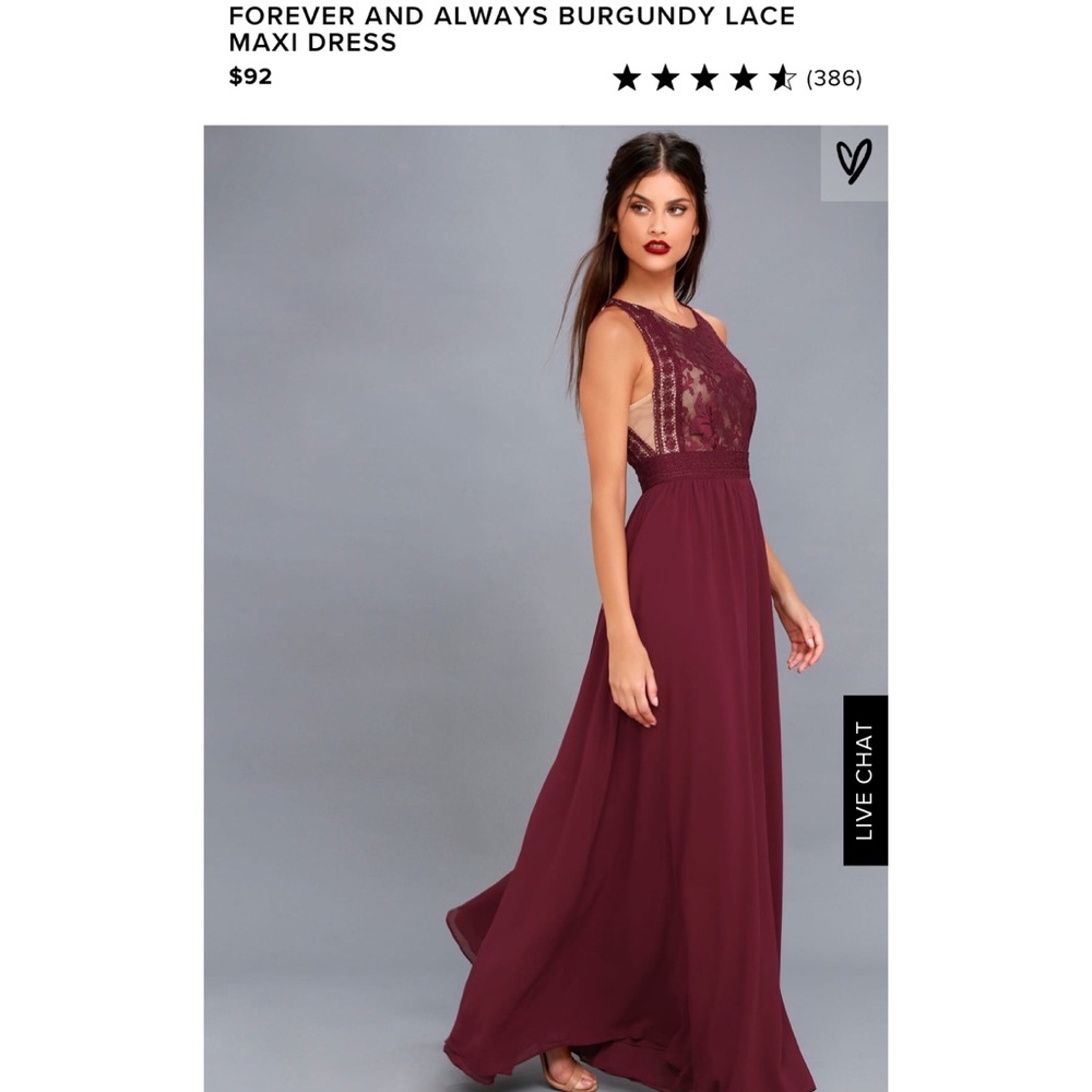 Lulus burgundy lace maxi dress